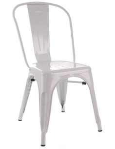 Chaise moderne industrielle en Métal Blanc Dallas (Lot de 4) - 1