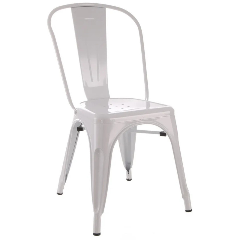 Chaise moderne industrielle en Métal Blanc Dallas (Lot de 4) - 1