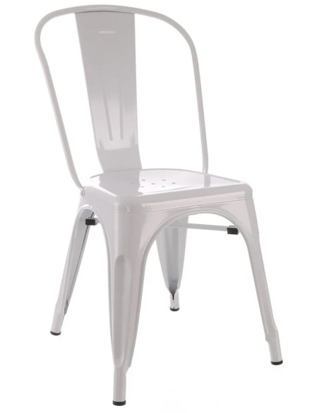 Chaise moderne industrielle en Métal Blanc Dallas (Lot de 4) - 1