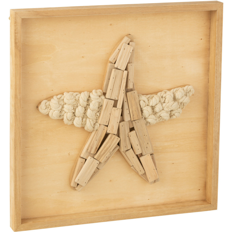 Cadre déco Carré Étoile de mer 45x45 en Bois Naturel Florentia - 1