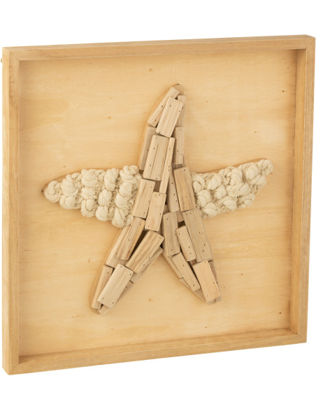 Cadre déco Carré Étoile de mer 45x45 en Bois Naturel Florentia - 1