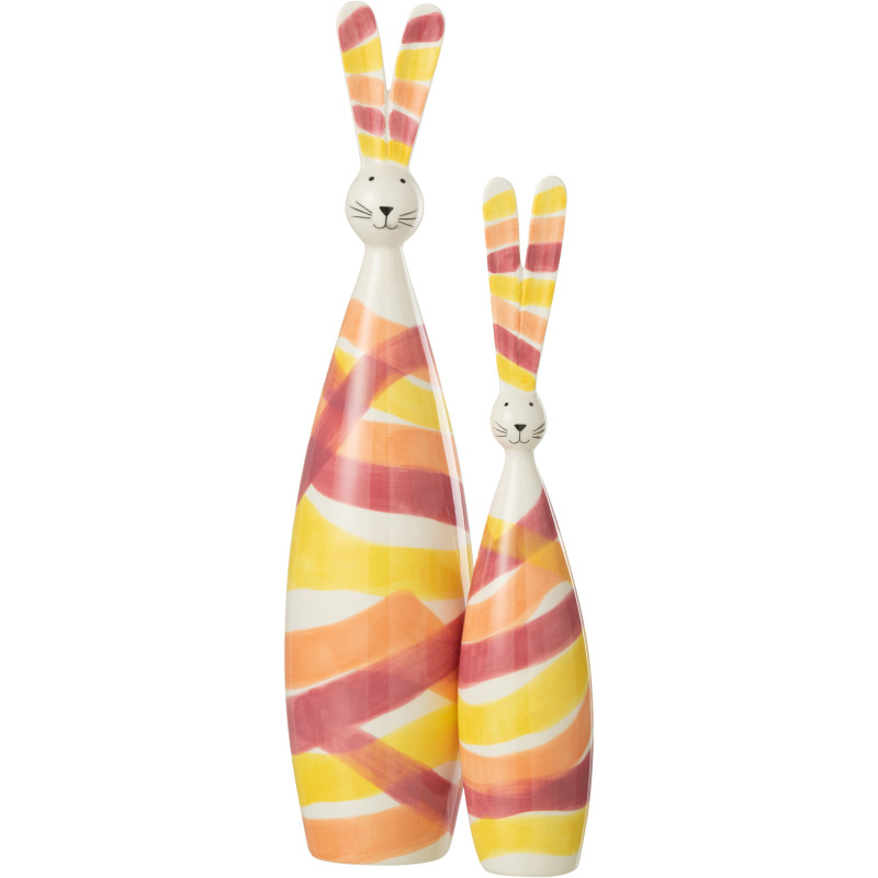 Statuette déco Lapin Hauteur 45 cm en Dolomite Blanc Orange Reyna - 2