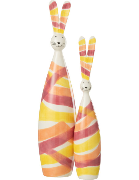 Statuette déco Lapin Hauteur 45 cm en Dolomite Blanc Orange Reyna - 2