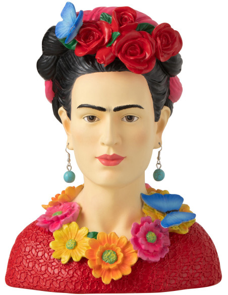 Statuette déco Buste Frida Kahlo Hauteur 20 cm en Résine Multicolore Frida - 1