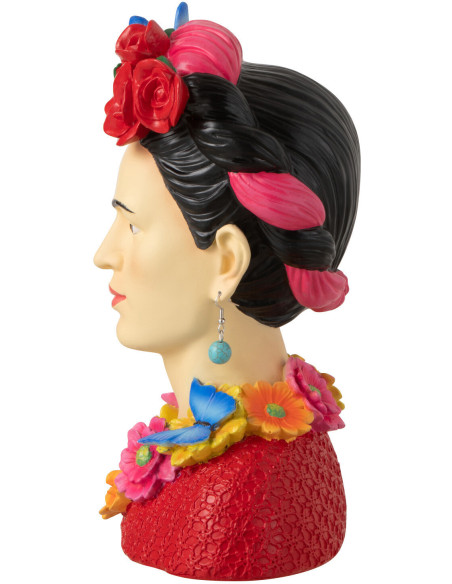 Statuette déco Buste Frida Kahlo Hauteur 20 cm en Résine Multicolore Frida - 2