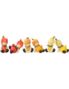 Statuette déco déco Enfant Pomme Orange Citron Hauteur 14 cm en Résine Rouge Orange Jaune Bobine (Lot de 6) - 1