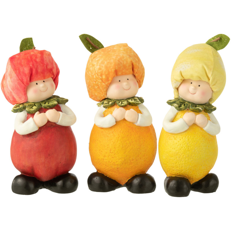 Statuette déco déco Enfant Pomme Orange Citron Hauteur 23 cm en Résine Rouge Orange Jaune Bobine (Lot de 2) - 1