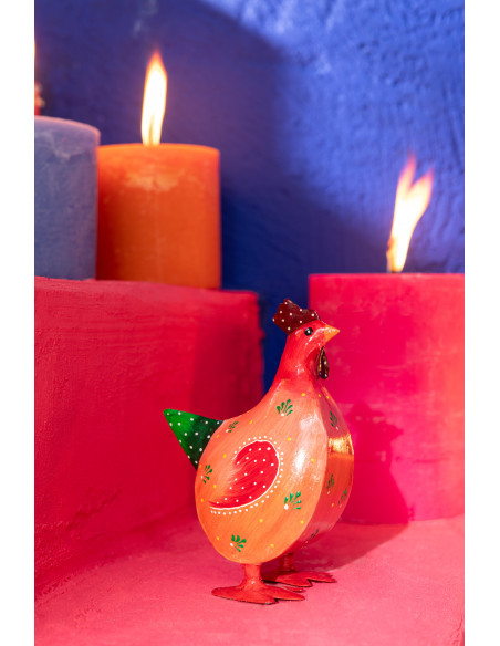 Statuette déco Coq Hauteur 18 cm en Métal Multicolore Funny (Lot de 3) - 3