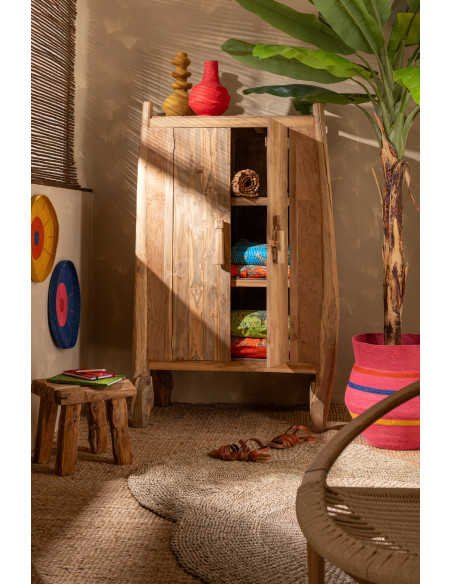 Décoration murale Ronde Plateaux en Jonc de mer Rouge Jaune Bleu Alyda (Lot de 3) - 5