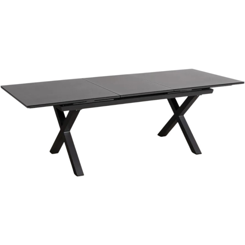 Table à manger extensible moderne Rectangulaire 10 personnes en Métal Noir Verre Céramique Anthracite Syran - 1