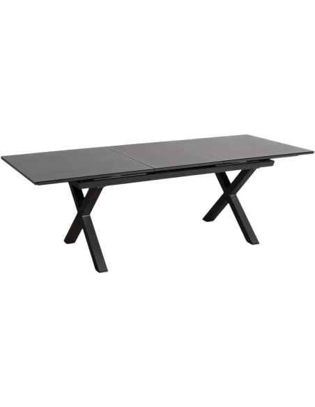 Table à manger extensible moderne Rectangulaire 10 personnes en Métal Noir Verre Céramique Anthracite Syran - 1