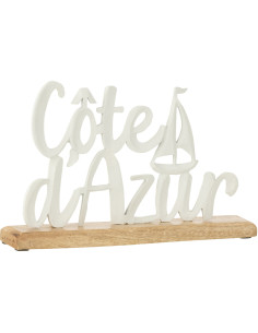 Objet déco à poser 23 cm en Métal Blanc Bois Naturel Côte d'Azur - 1