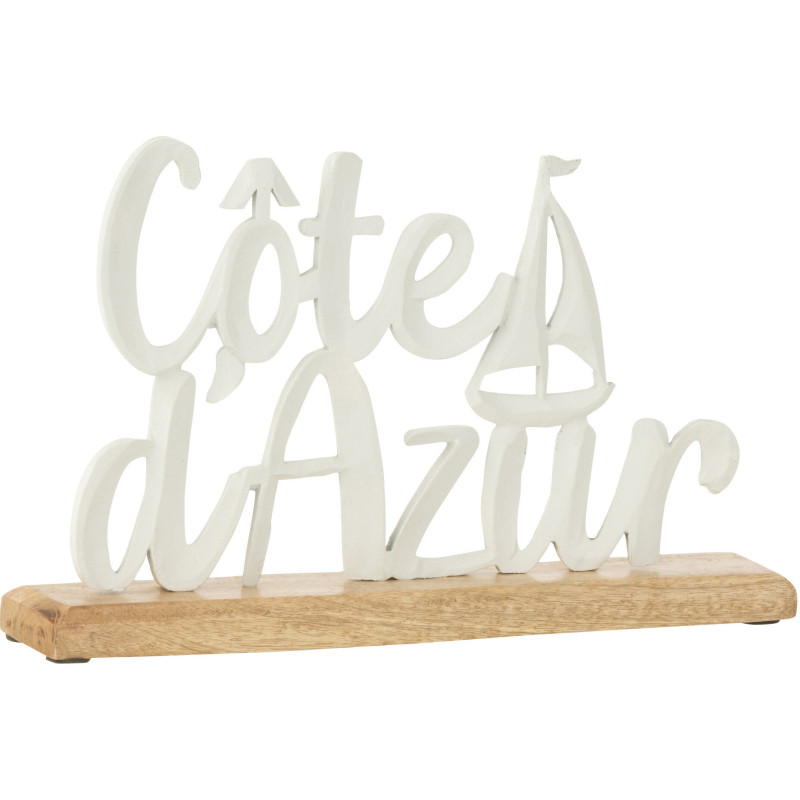 Objet déco à poser 23 cm en Métal Blanc Bois Naturel Côte d'Azur - 1