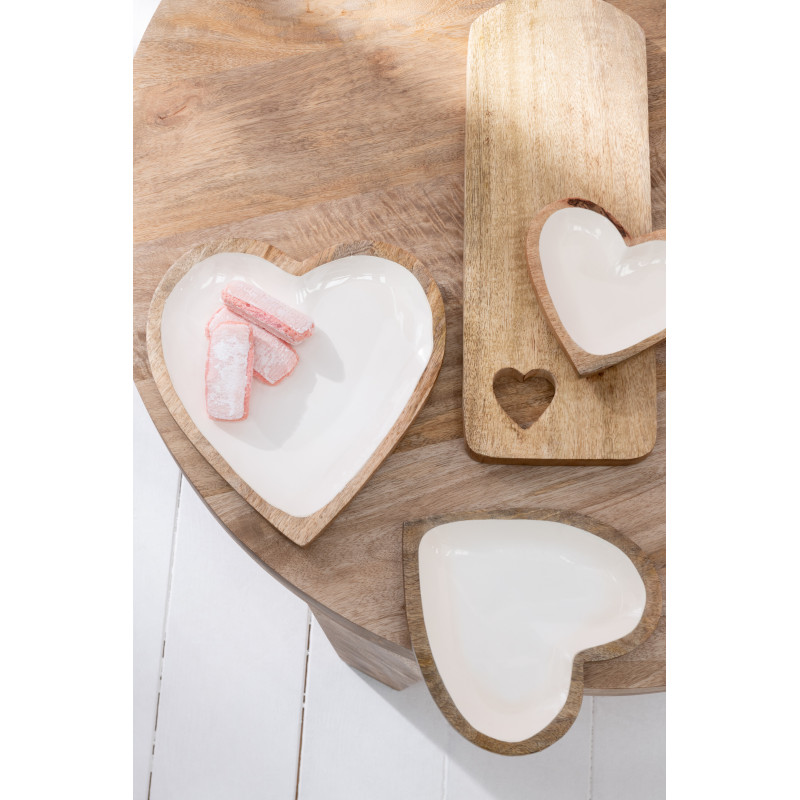 Planche à découper Rectangulaire 50 cm en Bois de manguier Naturel Motif coeur Erika J-Line - 3