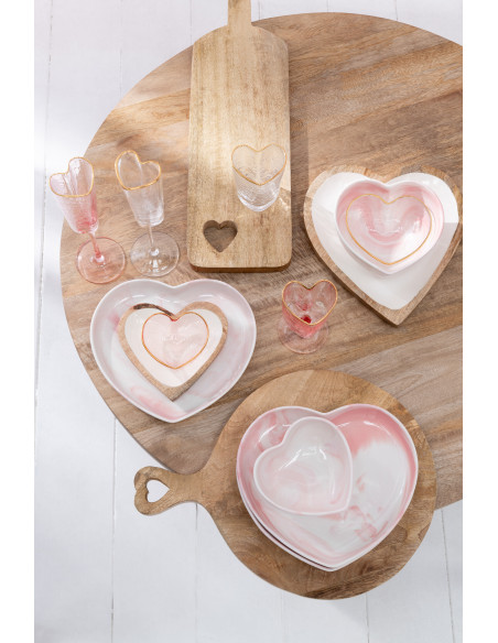 Planche à découper Rectangulaire 50 cm en Bois de manguier Naturel Motif coeur Erika J-Line - 4