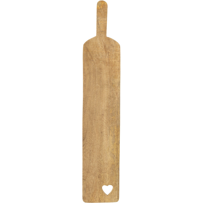 Planche à découper Rectangulaire 65 cm en Bois de manguier Naturel Motif coeur Erika - 1