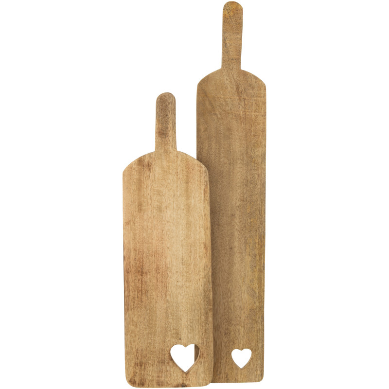 Planche à découper Rectangulaire 65 cm en Bois de manguier Naturel Motif coeur Erika - 2