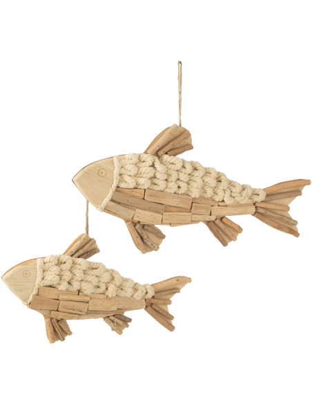 Décoration à suspendre Poisson 50 cm en Bois Naturel Darsey - 2