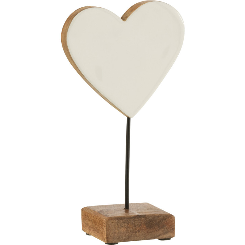 Décoration sur pied Coeur Hauteur 12 cm en Bois de manguier Blanc Elysha - 1