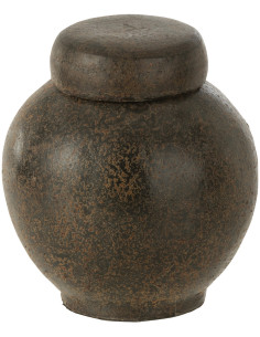 Pot déco avec couvercle 20 cm en Terre cuite Marron Brecken - 1