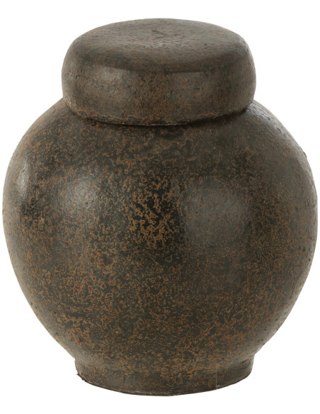 Pot déco avec couvercle 20 cm en Terre cuite Marron Brecken - 1