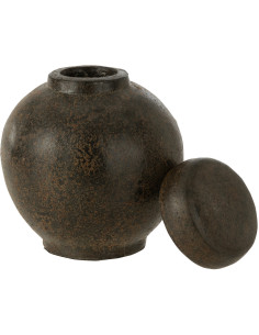 Pot déco avec couvercle 20 cm en Terre cuite Marron Brecken - 2