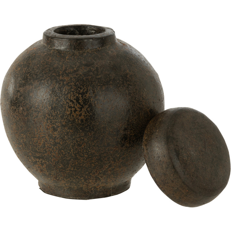 Pot déco avec couvercle 20 cm en Terre cuite Marron Brecken - 2