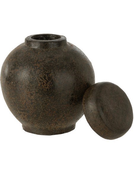Pot déco avec couvercle 20 cm en Terre cuite Marron Brecken - 2
