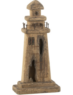 Statuette déco Phare Hauteur 20 cm en Bois de paulownia Marron foncé Orsa - 1
