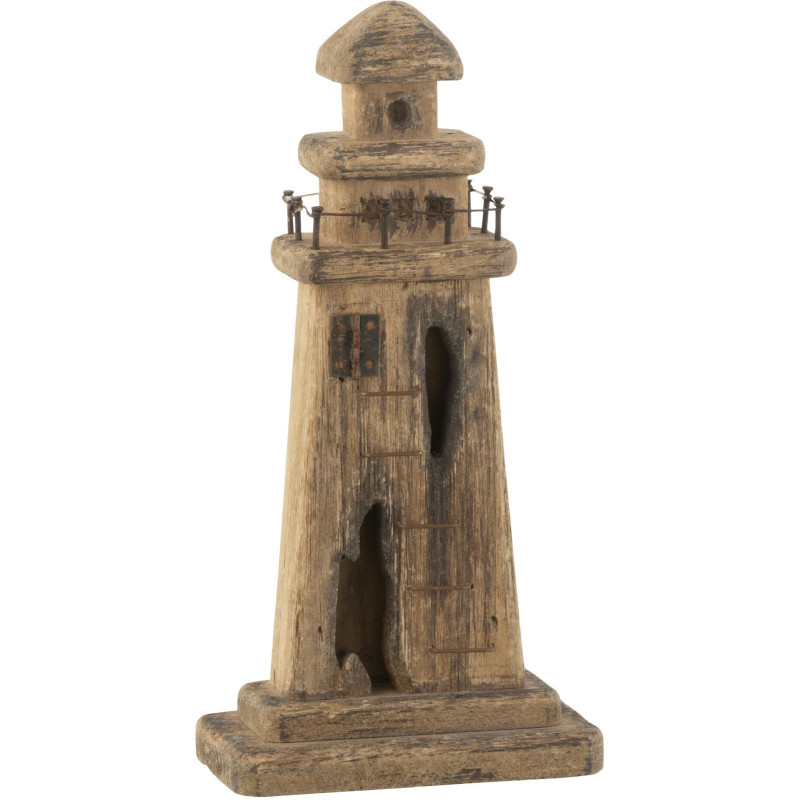 Statuette déco Phare Hauteur 20 cm en Bois de paulownia Marron foncé Orsa - 1