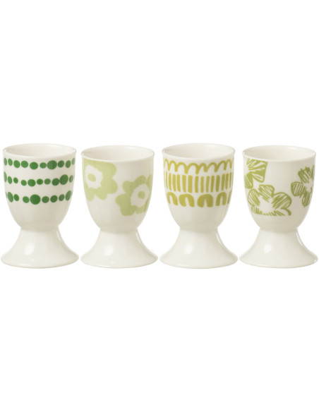 4 coquetiers en Céramique Blanc Vert Candace J-Line - 1