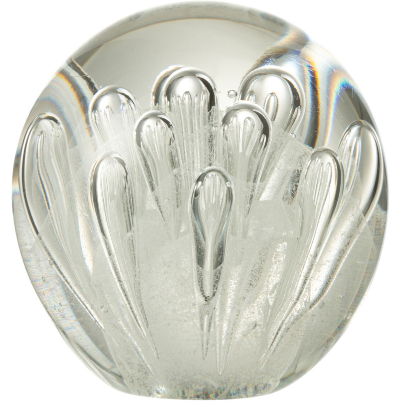 Sulfure Ronde Bulles 12 cm en Verre Blanc Allyn - 1