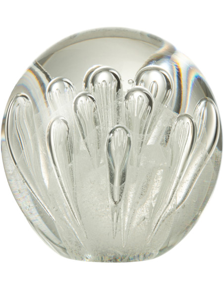 Sulfure Ronde Bulles 12 cm en Verre Blanc Allyn - 1