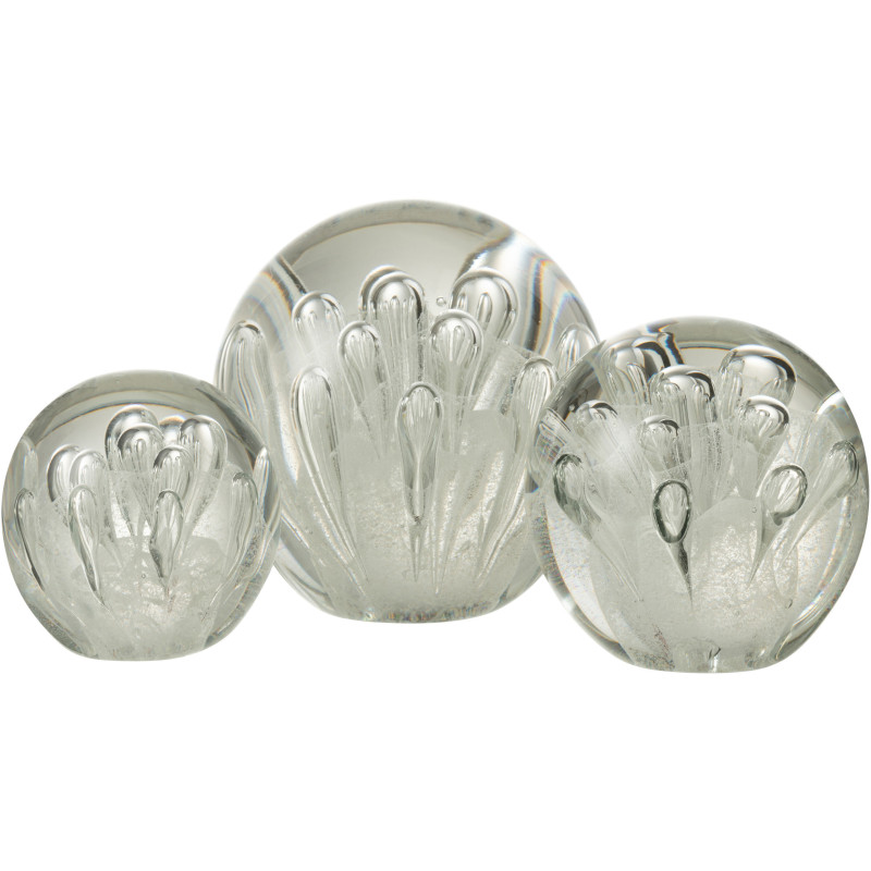 Sulfure Ronde Bulles 12 cm en Verre Blanc Allyn - 2