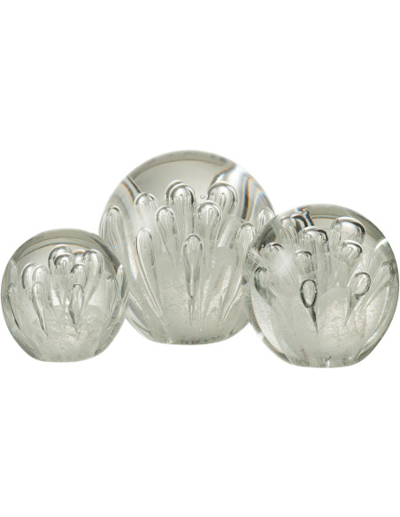 Sulfure Ronde Bulles 12 cm en Verre Blanc Allyn - 2