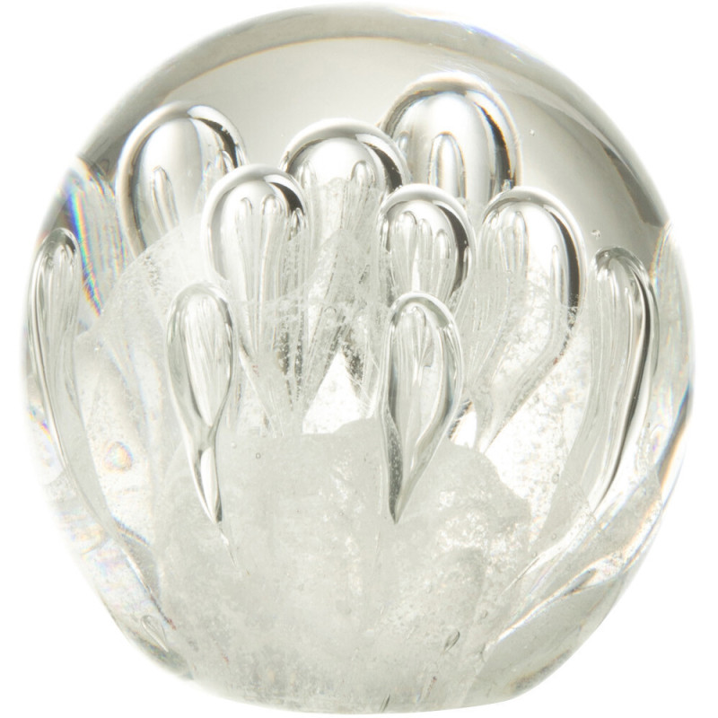 Sulfure Ronde Bulles 8 cm en Verre Blanc Allyn - 1