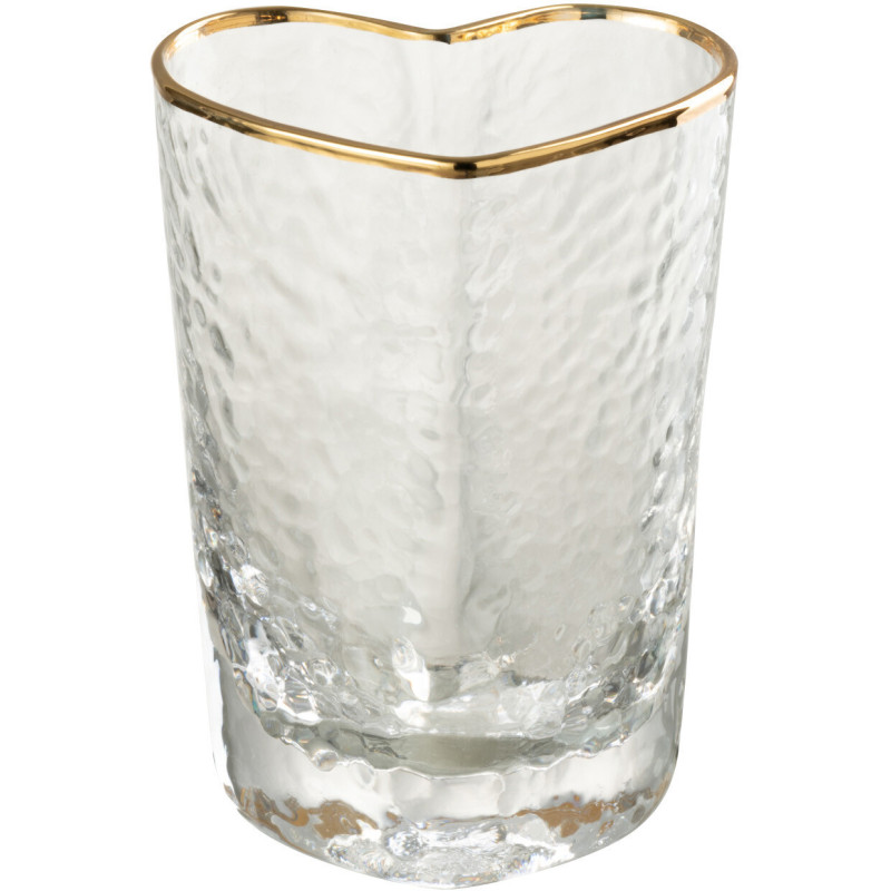 Verre à eau Coeur en Verre Doré Transparent Mirilla - 1
