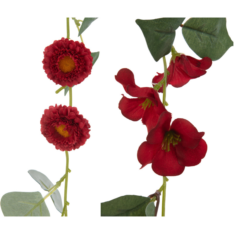 Décoration à suspendre Guirlande de fleurs 120 cm en Plastique Rouge Vert Bianca (Lot de 2) - 2