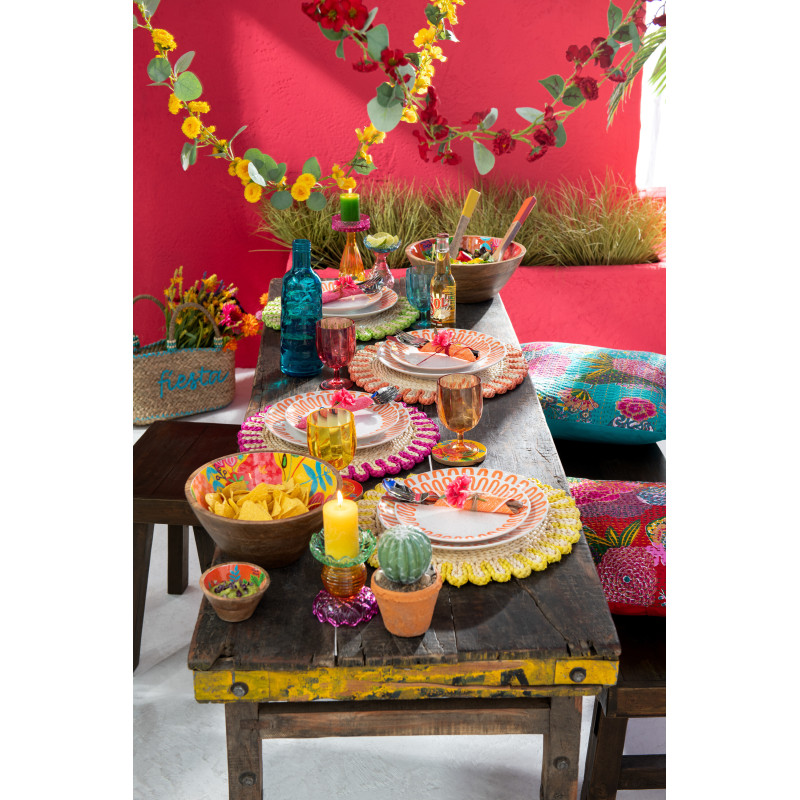 Décoration à suspendre Guirlande de fleurs 120 cm en Plastique Rouge Vert Bianca (Lot de 2) - 3