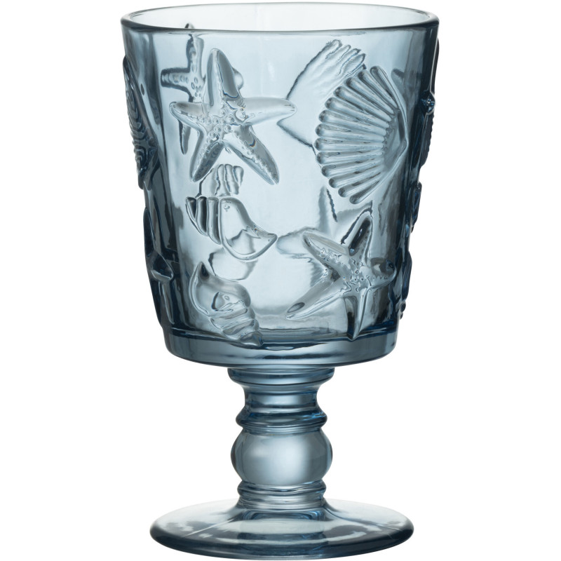 Verre à vin 300 ml en Verre Bleu clair Motif coquillages Oceya - 1