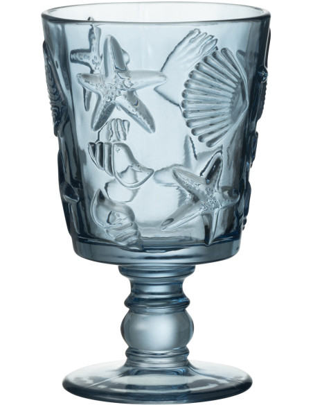 Verre à vin 300 ml en Verre Bleu clair Motif coquillages Oceya - 1