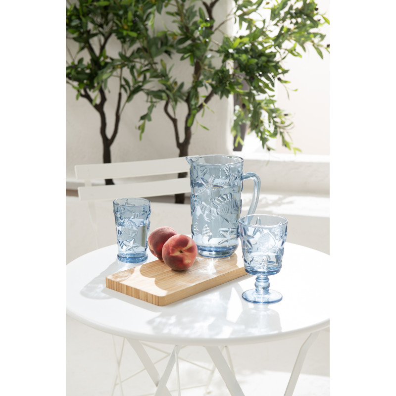 Verre à vin 300 ml en Verre Bleu clair Motif coquillages Oceya - 2