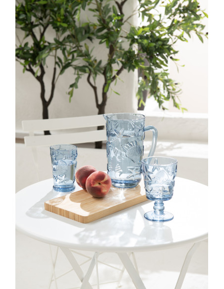 Verre à vin 300 ml en Verre Bleu clair Motif coquillages Oceya - 2