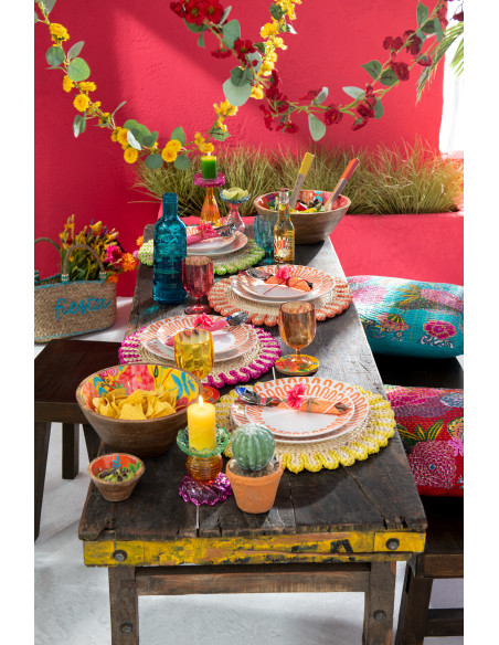 Décoration à suspendre Guirlande de fleurs 120 cm en Plastique Jaune Vert Bianca (Lot de 2) - 3