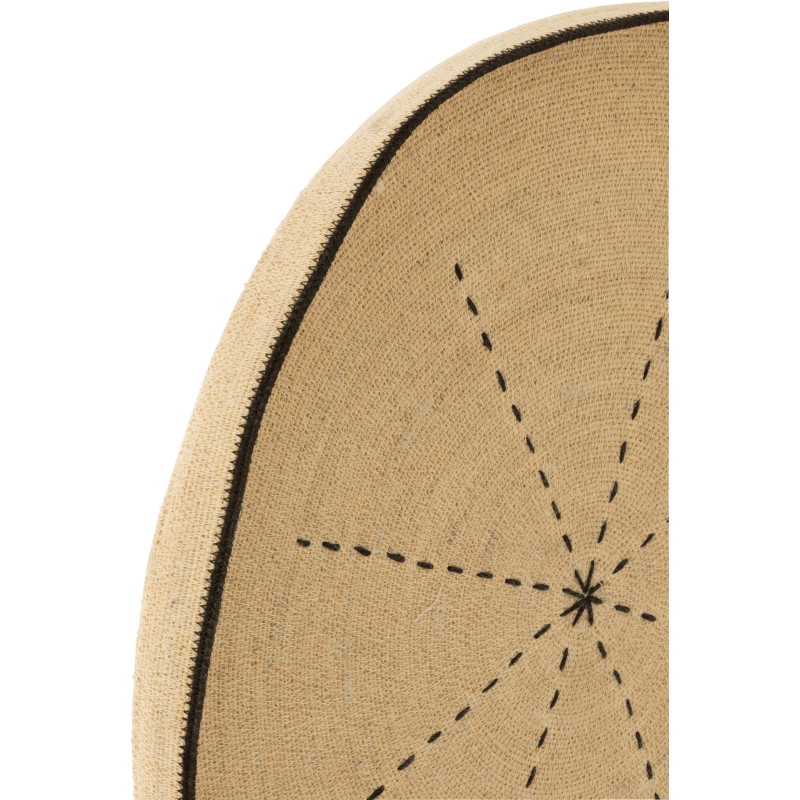 Décoration murale 70 cm en Jonc de mer Naturel Noir Motif tirets Emna - 2