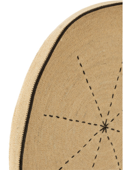Décoration murale 70 cm en Jonc de mer Naturel Noir Motif tirets Emna - 2