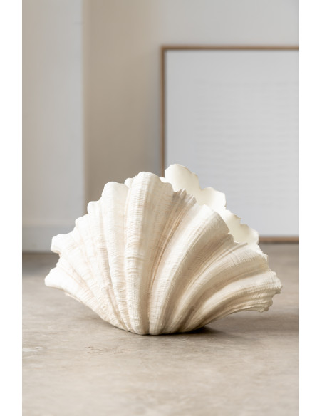 Vase Original Coquillage Hauteur 35 cm en Résine Blanc cassé Bibby - 2