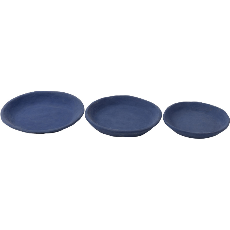 Corbeille déco Rond en Papier mâché Bleu Jilli (Lot de 3) - 2