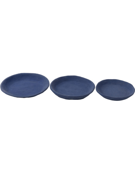 Corbeille déco Rond en Papier mâché Bleu Jilli (Lot de 3) - 2