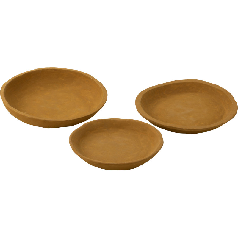 Corbeille déco Rond en Papier mâché Jaune Jilli (Lot de 3) - 1